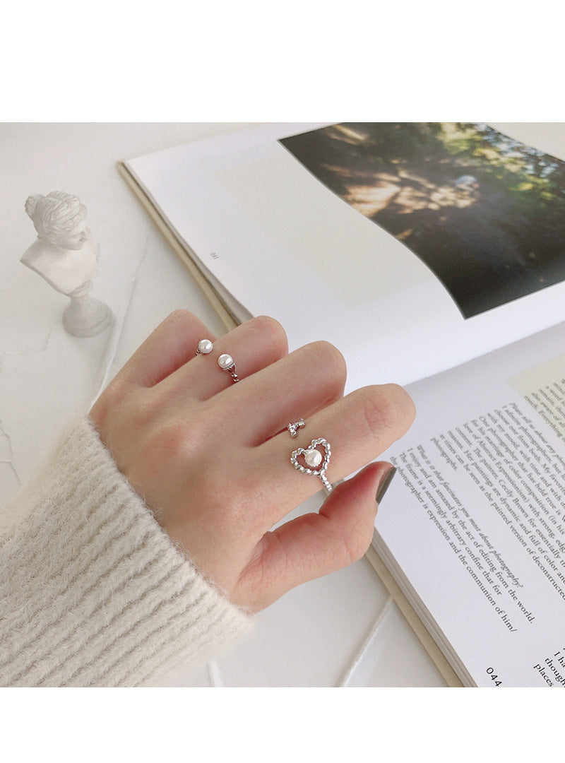 Silver Rainbow Pearl Minimalist Ring