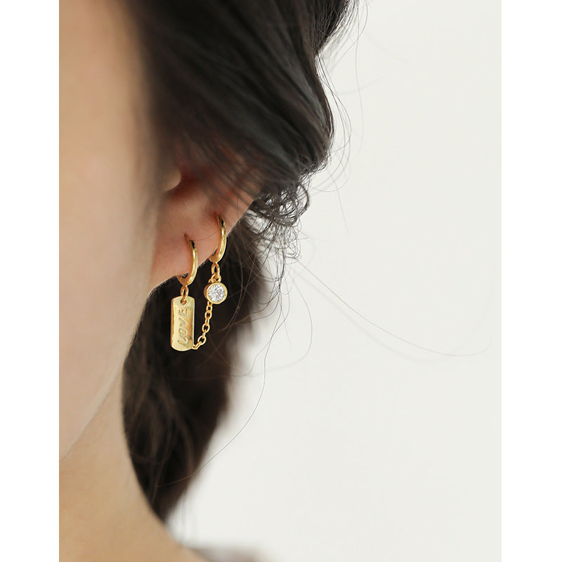 Gold Plated Key Minimalist Earring Hoops