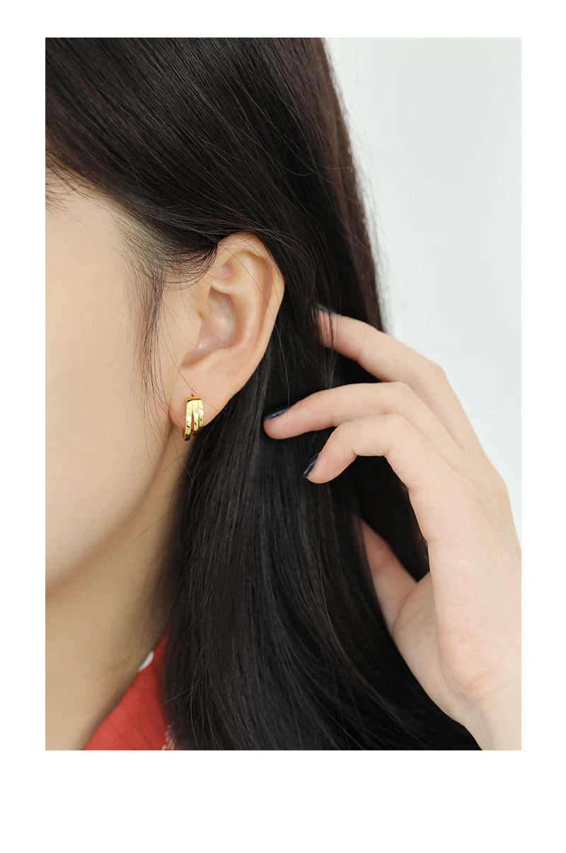 Gold Plated Round Minimalist Earring Hoops