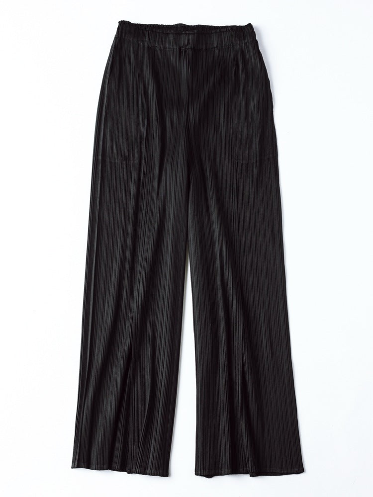 Wide Plissé Pleated Trousers