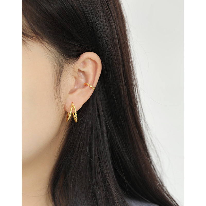 Gold Plated Pin Minimalist Earring Hoops