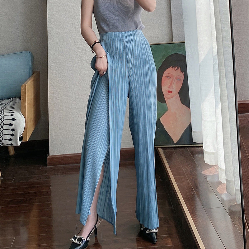 Wide Plissé Pleated Trousers