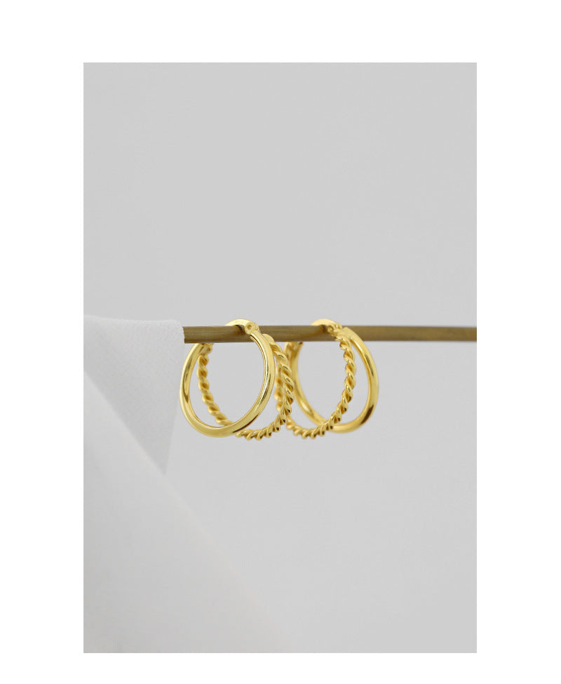 Gold Plated Pin Minimalist Earring Hoops