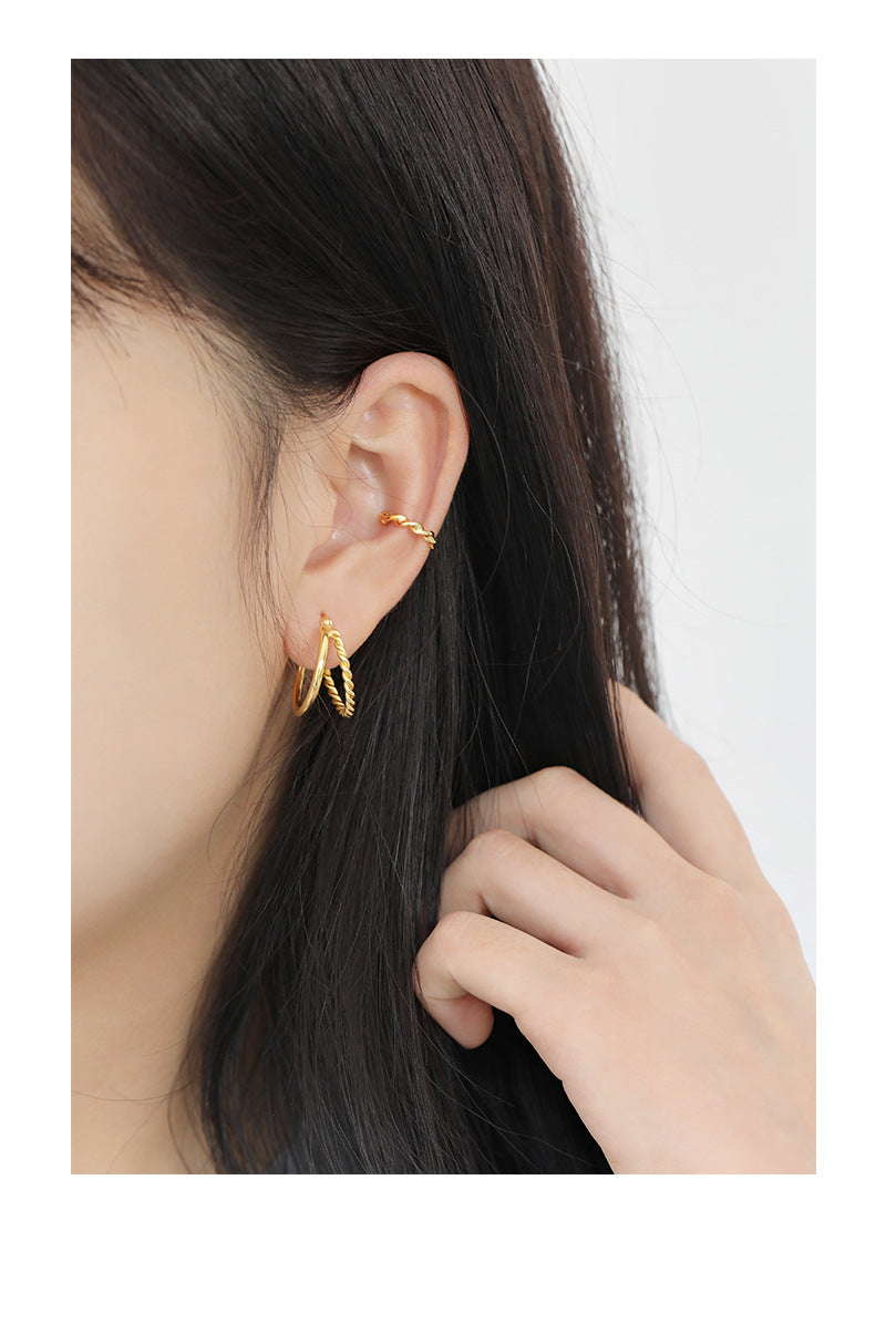 Gold Plated Pin Minimalist Earring Hoops