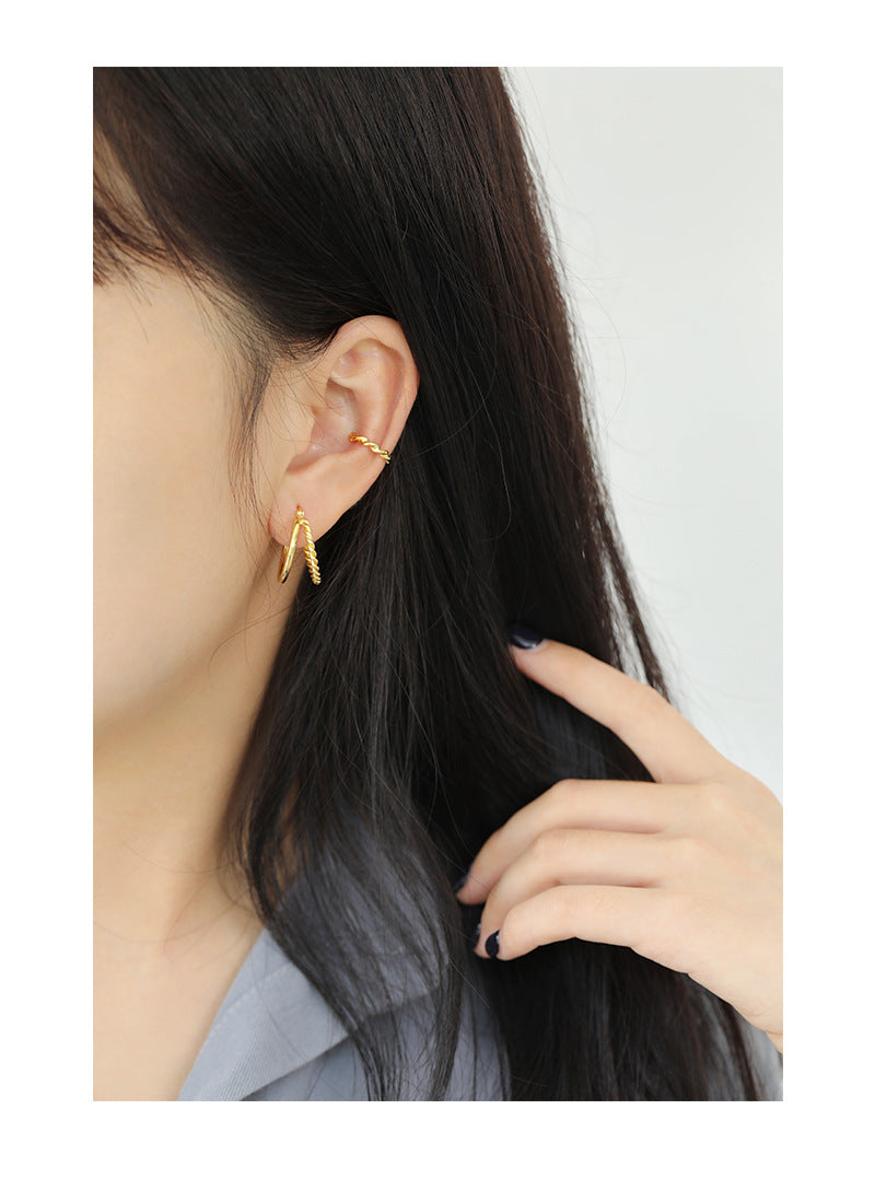 Gold Plated Pin Minimalist Earring Hoops