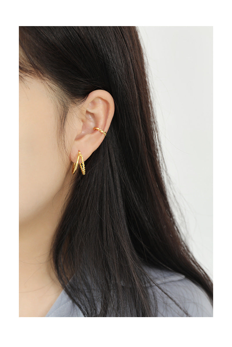 Gold Plated Pin Minimalist Earring Hoops