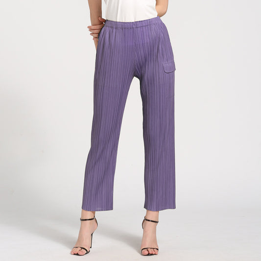 Wide Plissé Pleated Trousers