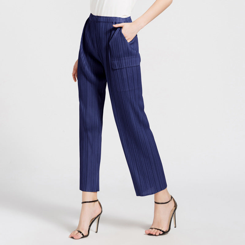 Wide Plissé Pleated Trousers