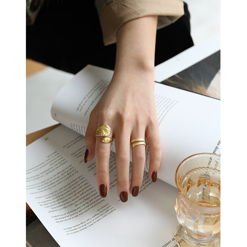 Silver Button Minimalist Ring