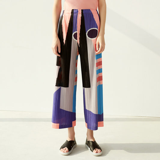 Wide Plissé Pleated Trousers