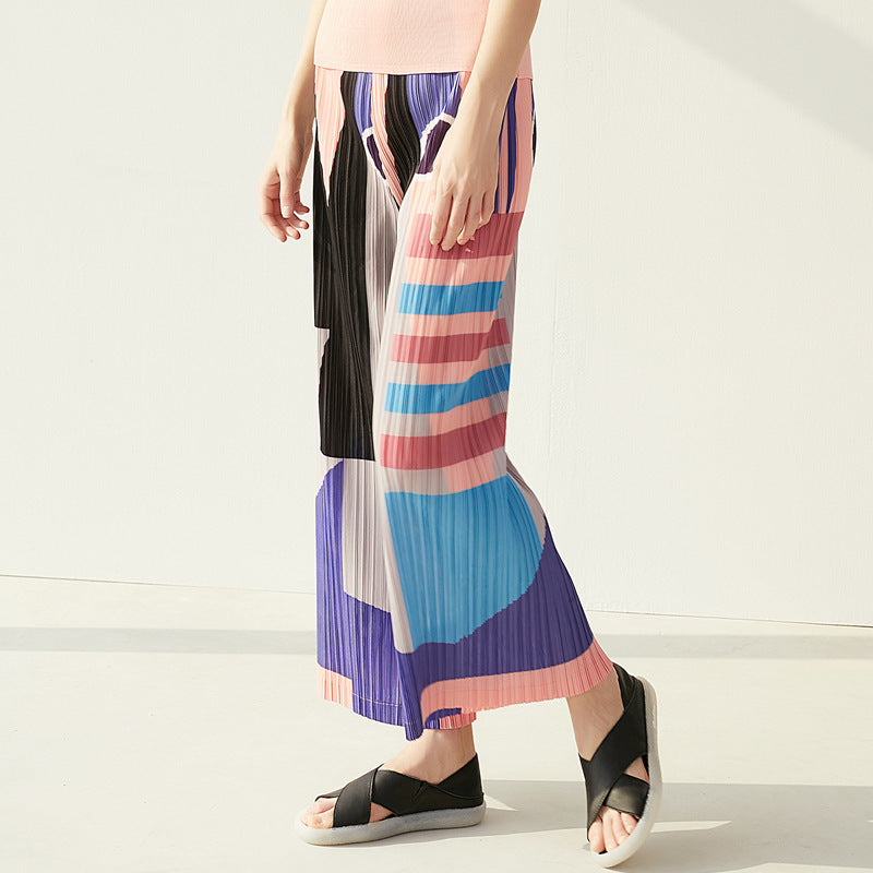 Wide Plissé Pleated Trousers