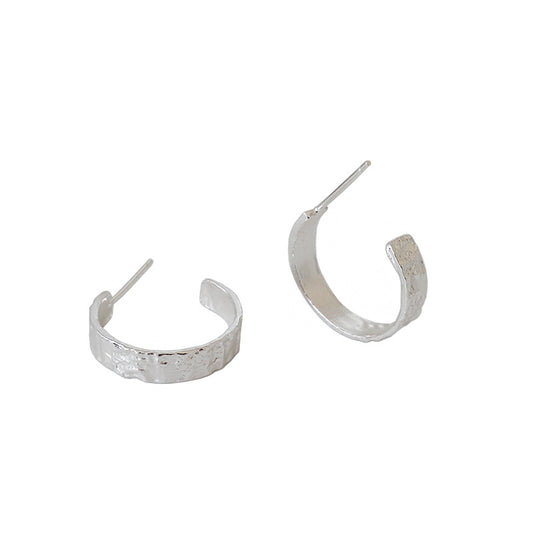 Silver Round Minimalist Earring Stud