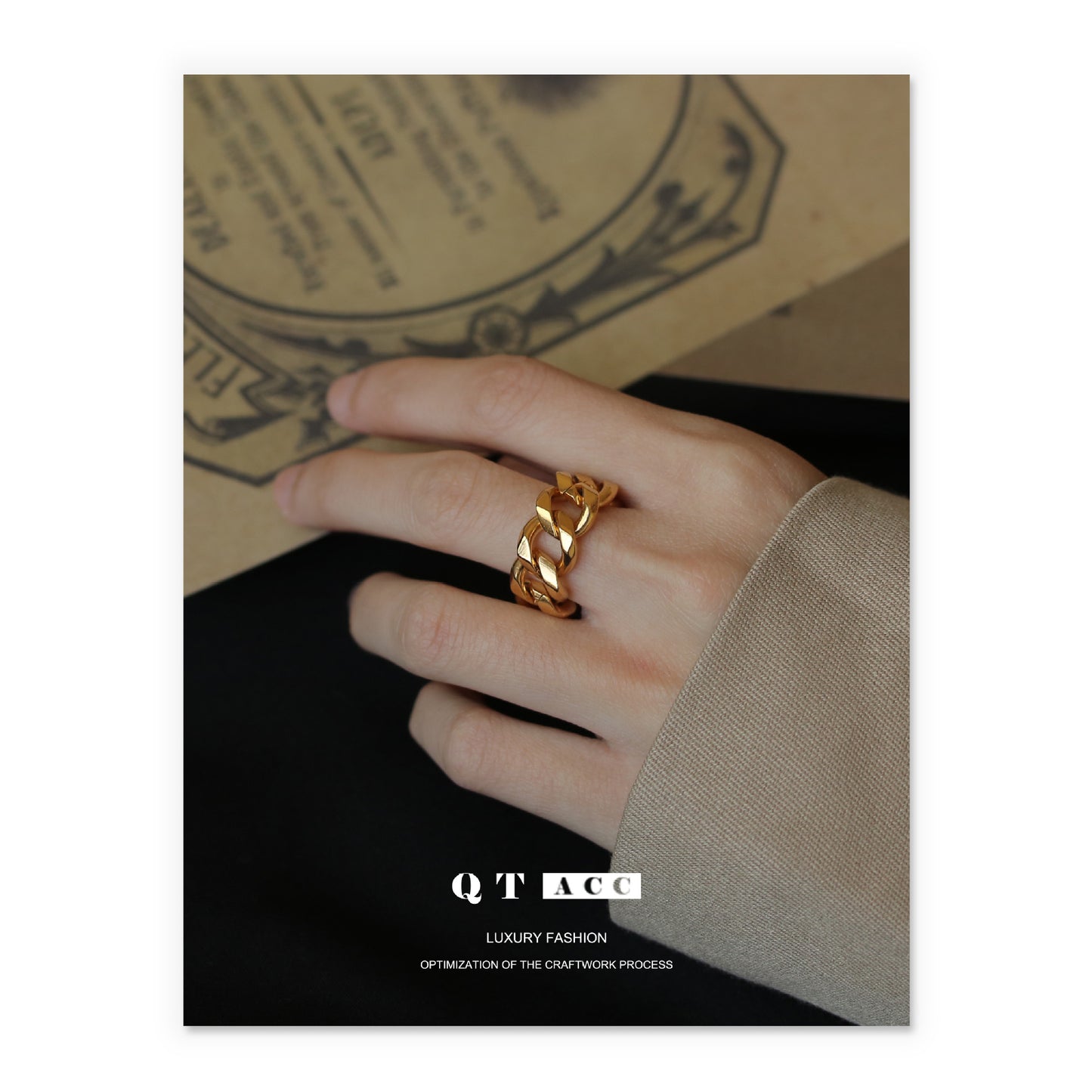 Gold Plated Geometric Cutout Minimalist Ring