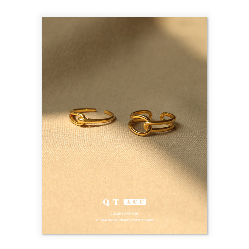 Gold Plated Geometric Knotted Minimalist Ring