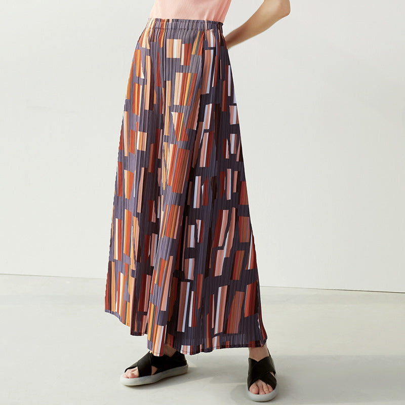 Wide Plissé Pleated Trousers