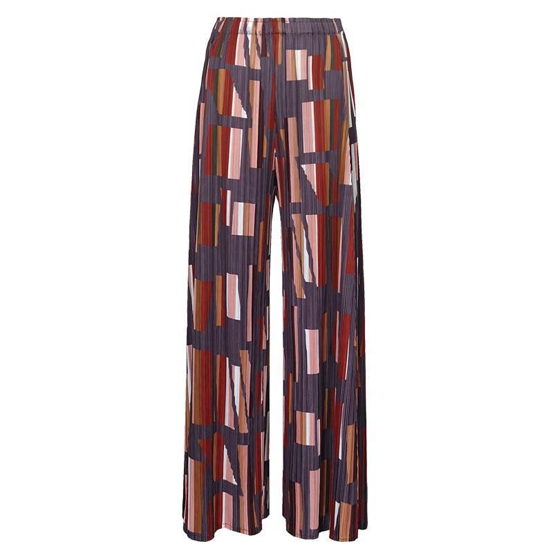 Wide Plissé Pleated Trousers