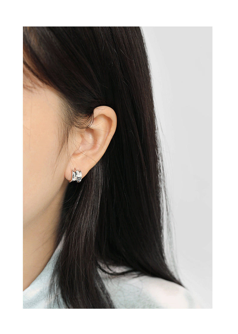 Silver Semicircle Minimalist Earring Stud