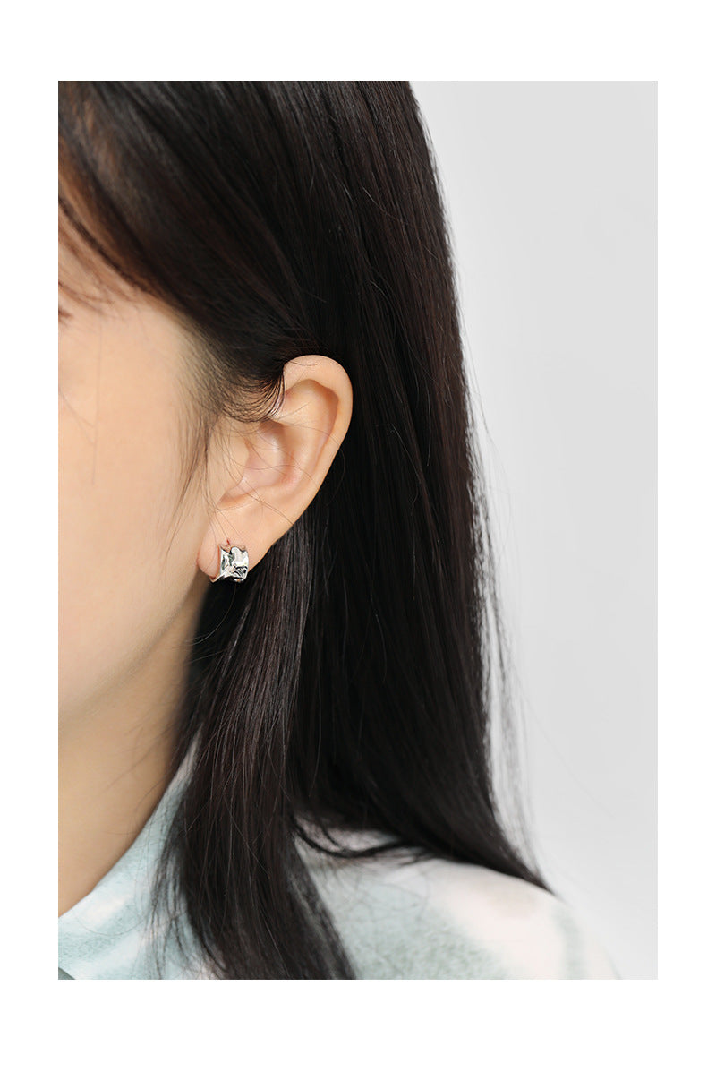 Silver Semicircle Minimalist Earring Stud