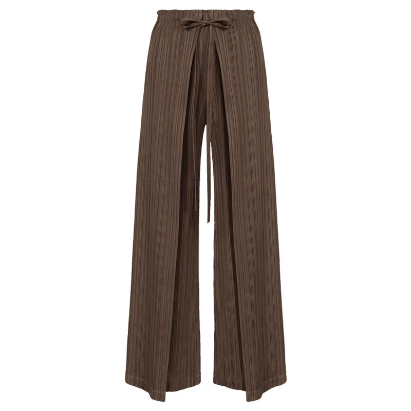 Wide Plissé Pleated Trousers