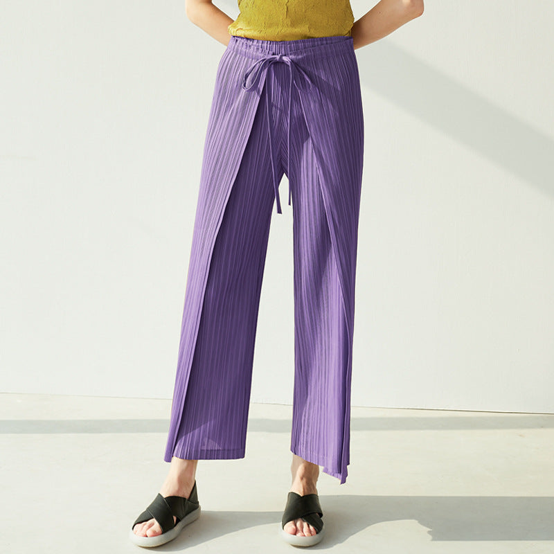 Wide Plissé Pleated Trousers