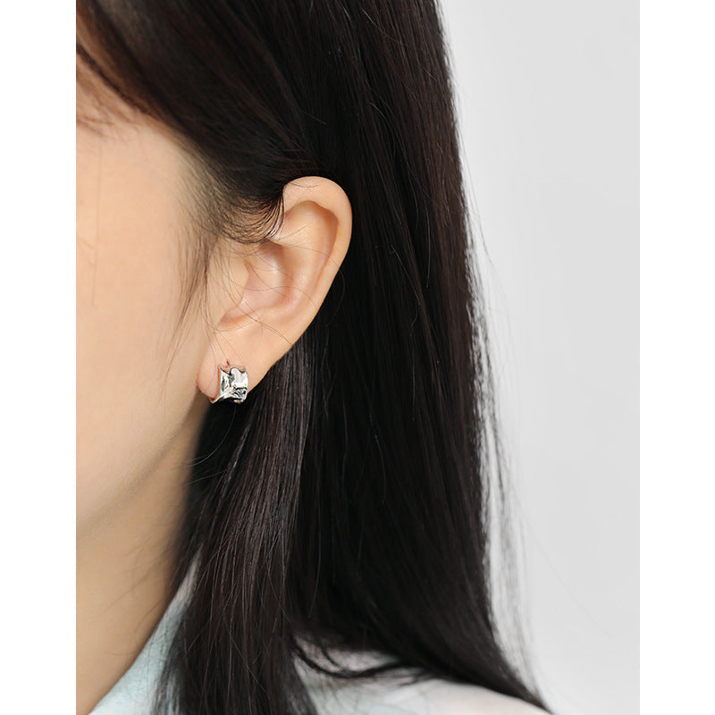 Silver Semicircle Minimalist Earring Stud