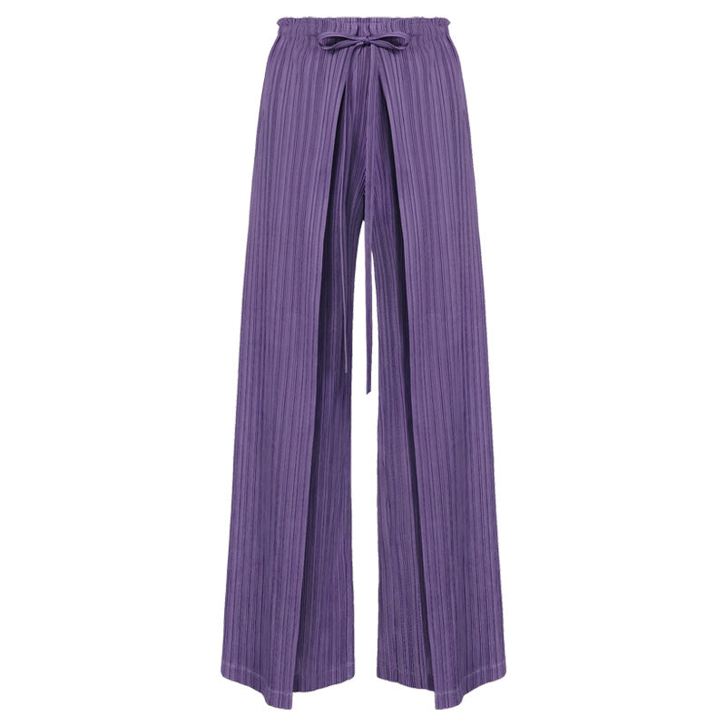 Wide Plissé Pleated Trousers