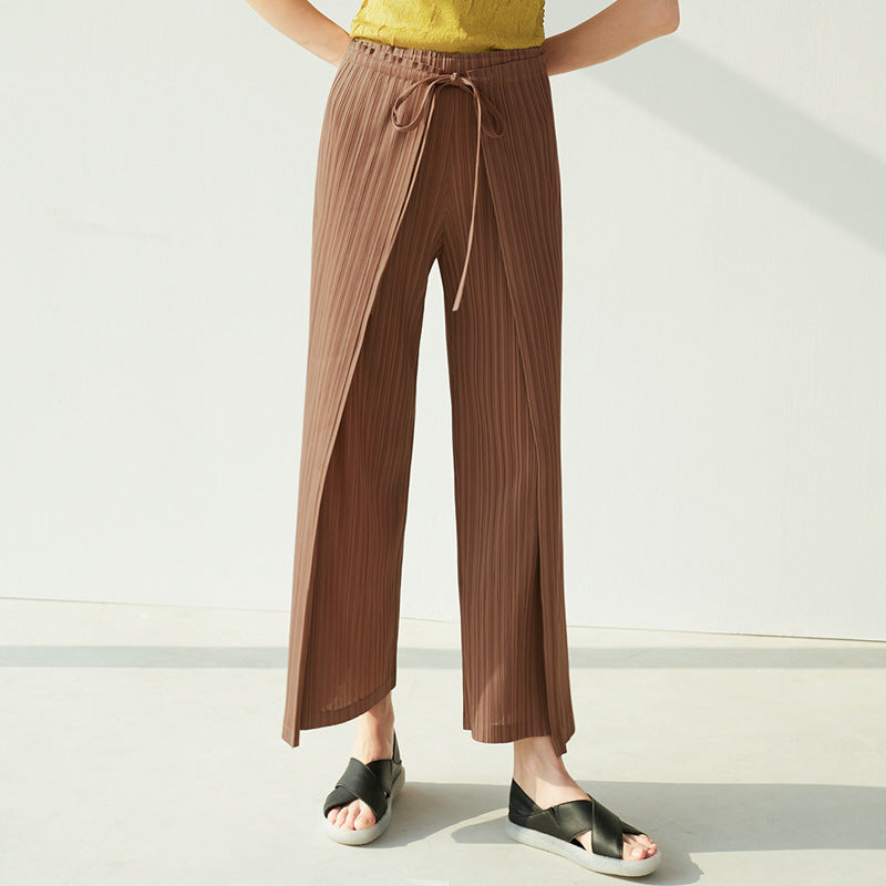 Wide Plissé Pleated Trousers