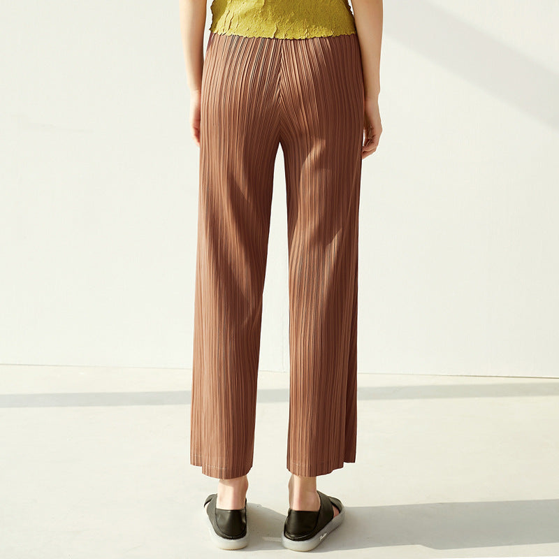 Wide Plissé Pleated Trousers