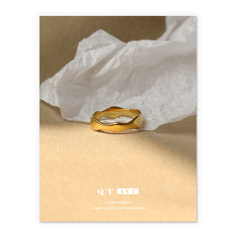 Gold Plated Geometric Irregular Edge Minimalist Ring