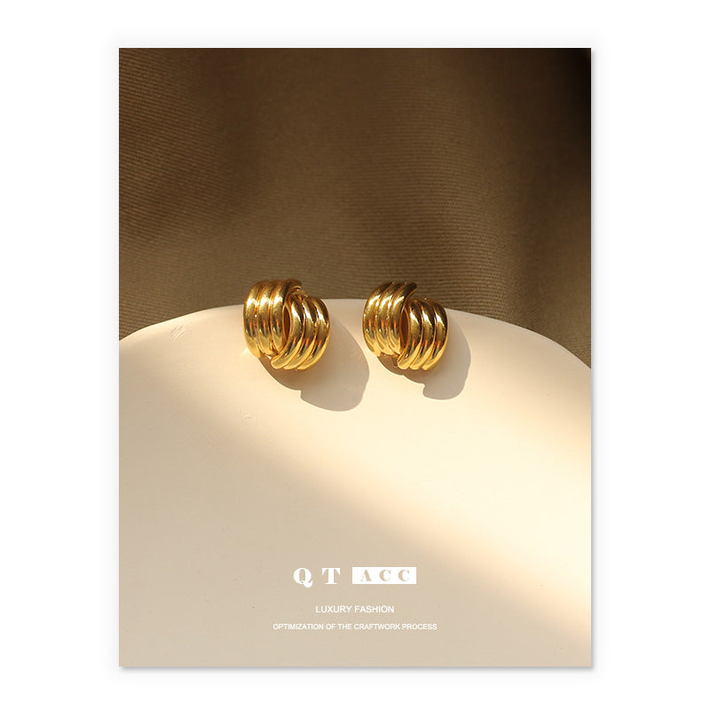 Gold Plated Line Minimalist Earring Stud