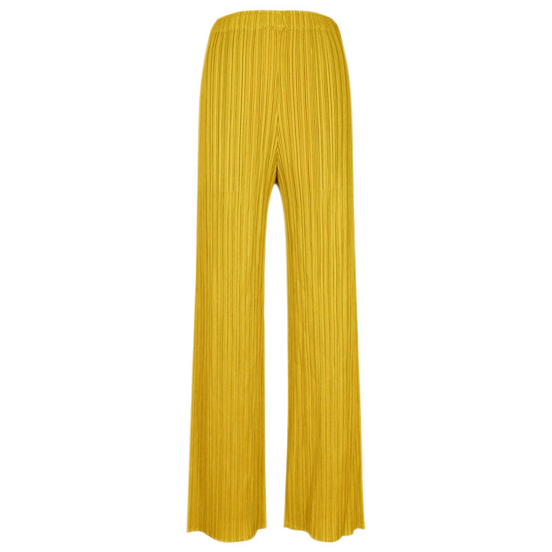 Wide Plissé Pleated Trousers