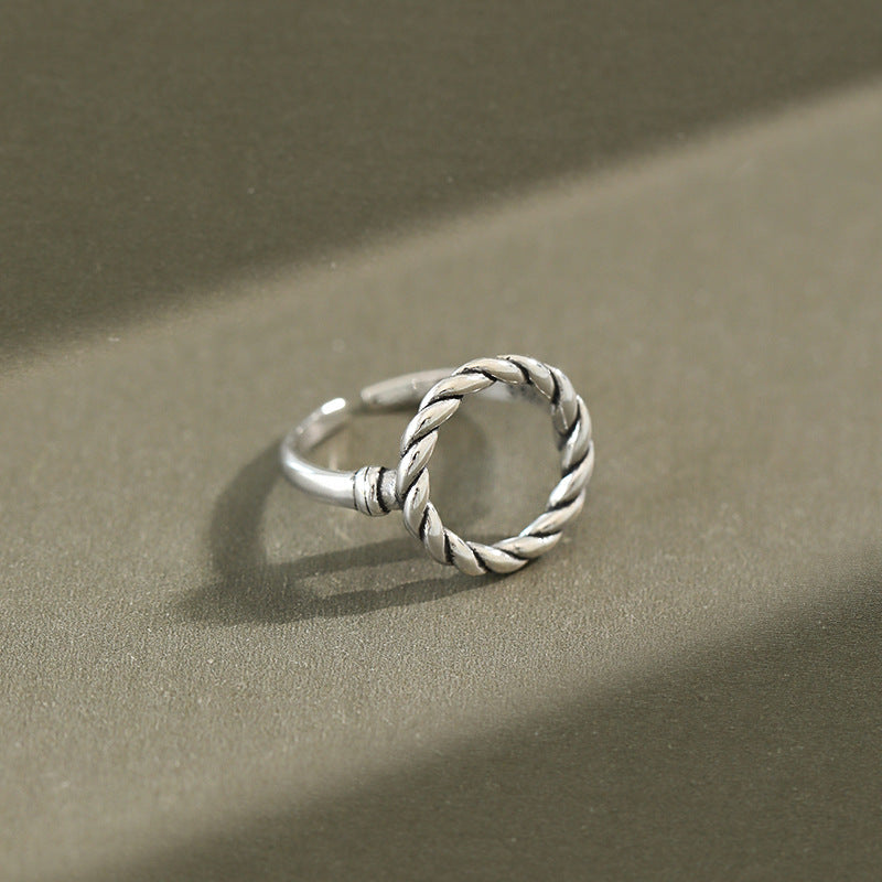 Silver Button Minimalist Ring