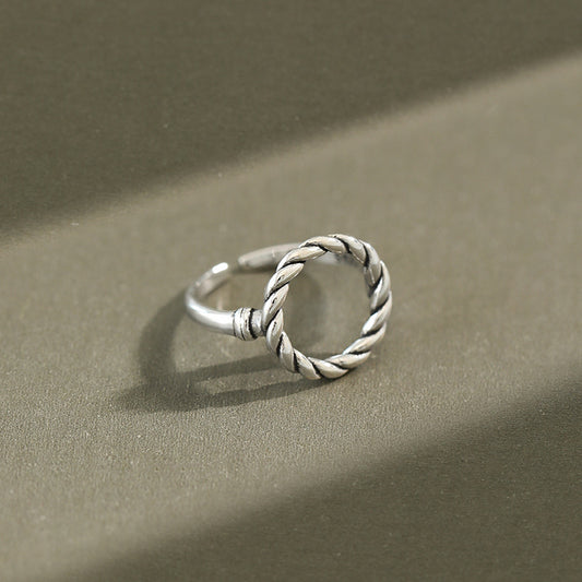 Silver Button Minimalist Ring