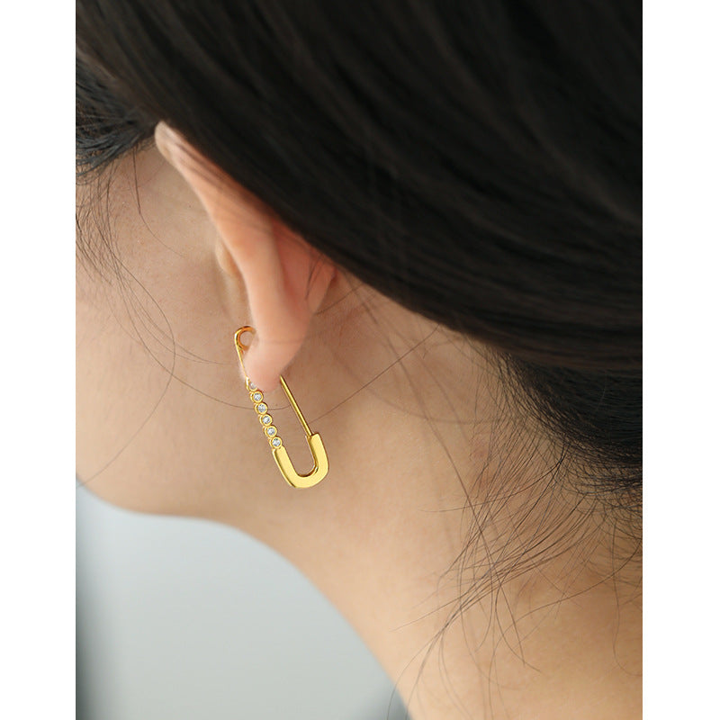 Gold Plated Pin Minimalist Earring Hoops