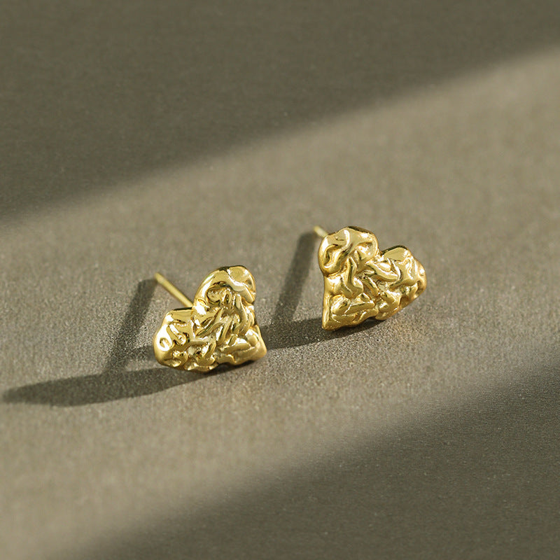 Gold Plated Heart Minimalist Earring Stud