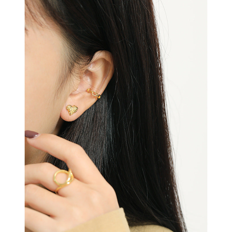 Gold Plated Heart Minimalist Earring Stud