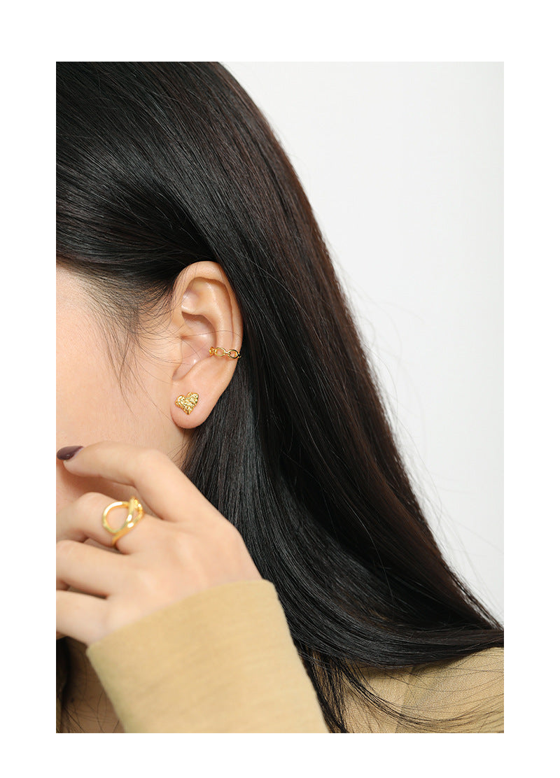 Gold Plated Heart Minimalist Earring Stud