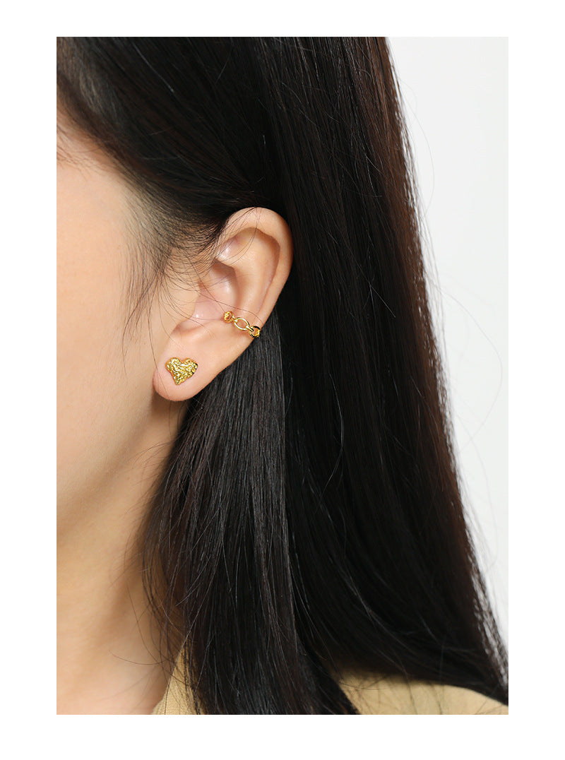 Gold Plated Heart Minimalist Earring Stud