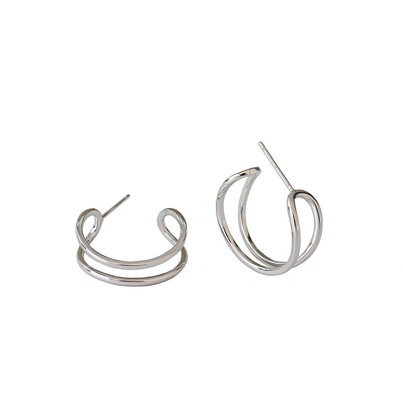 Gold Plated Double Twist Minimalist Earring Stud