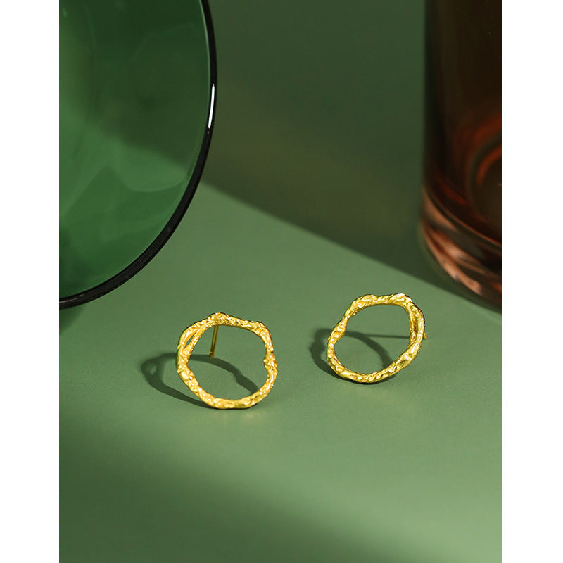 Gold Plated Round Minimalist Earring Stud