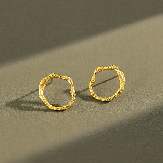 Gold Plated Round Minimalist Earring Stud