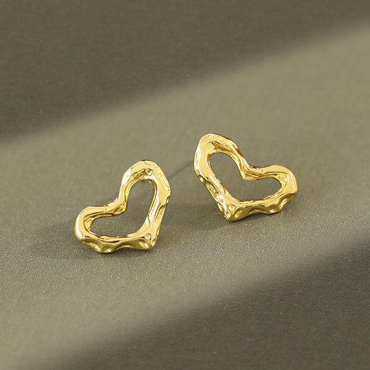 Gold Plated Heart Minimalist Earring Stud