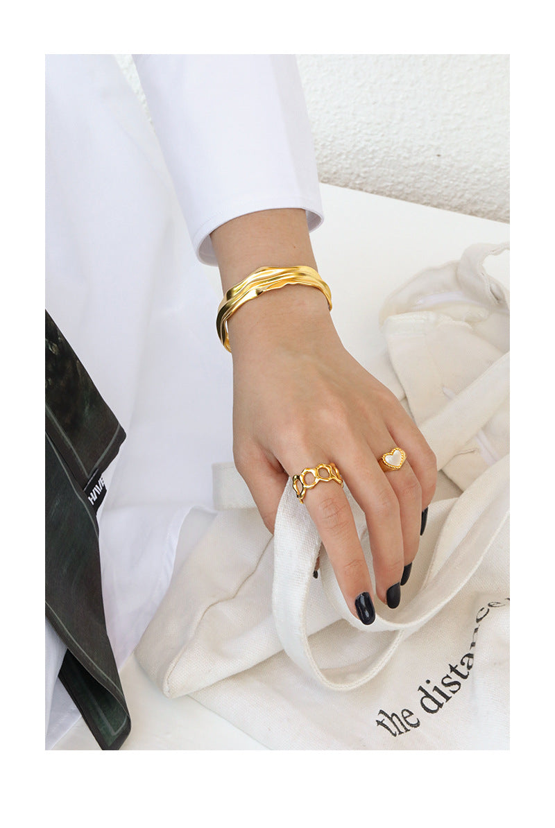 Gold Plated Grid Minimalist Ring