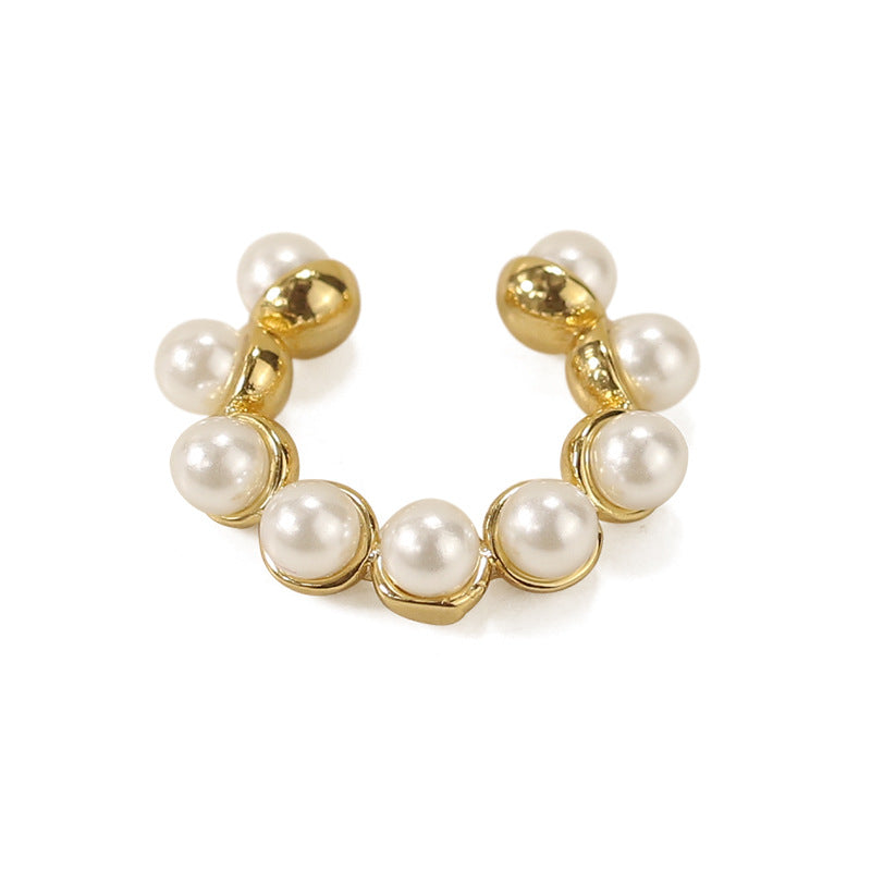 Gold Plated Round Bead Minimalist Earring Cuff