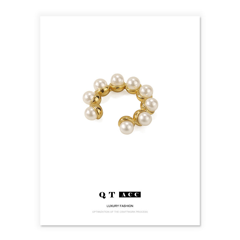 Gold Plated Round Bead Minimalist Earring Cuff