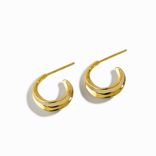 Gold Plated Round Minimalist Earring Stud