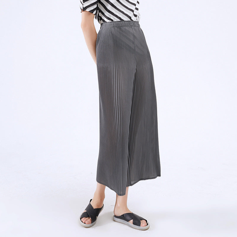 Wide Plissé Pleated Trousers