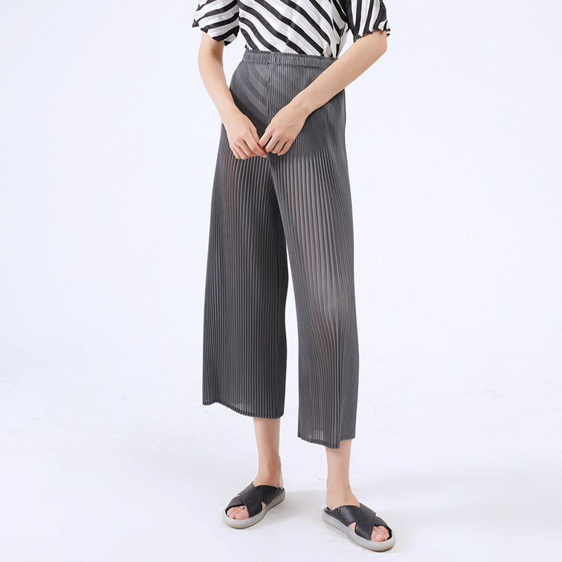 Wide Plissé Pleated Trousers