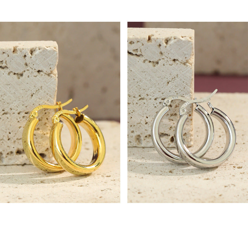 Gold Plated Round Minimalist Earring Hoops