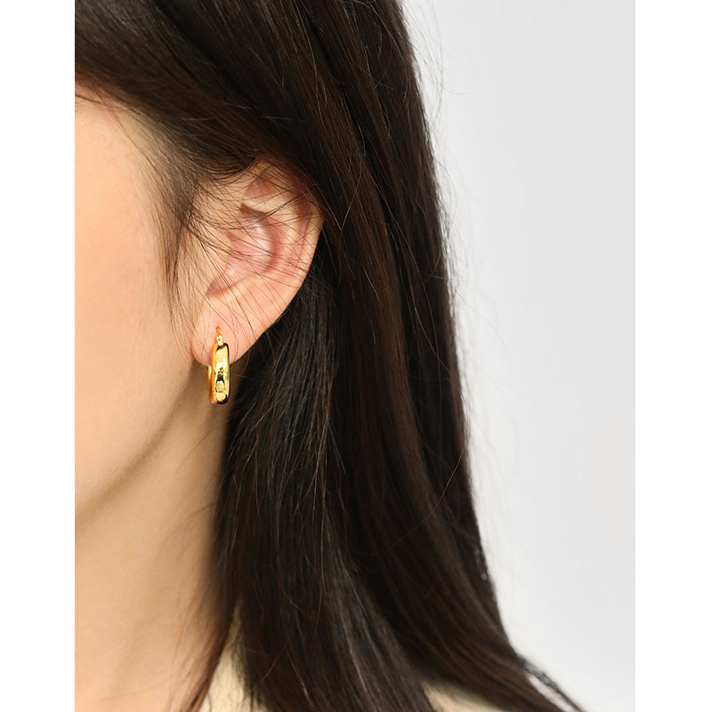 Gold Plated Round Minimalist Earring Hoops